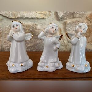 Set of 3 Vintage Midcentury Monti Piero Porcelain Angels Spain Christmas Xmas